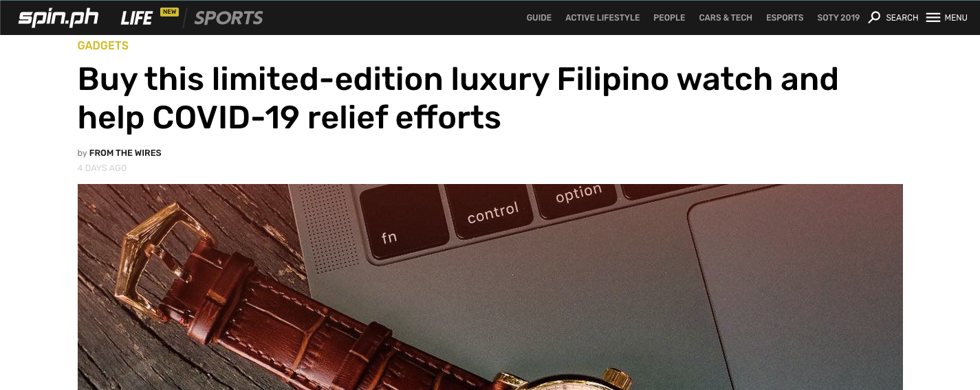Buy this limited-edition luxury Filipino watch and help COVID-19 relief efforts - Spin.ph